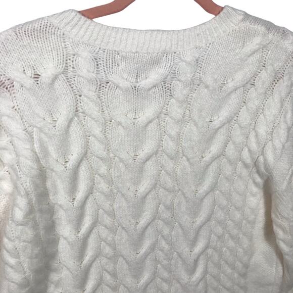 Rachel Parcell Cable Knit Crewneck Sweater White Size XXL - Picture 9 of 10